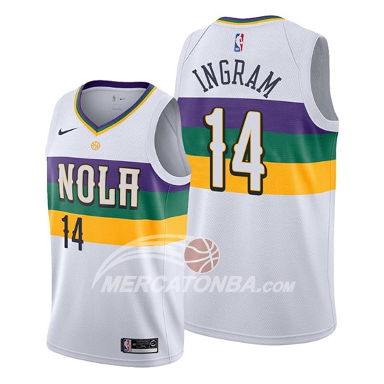 Maglia New Orleans Pelicans Brandon Ingram Citta Bianco